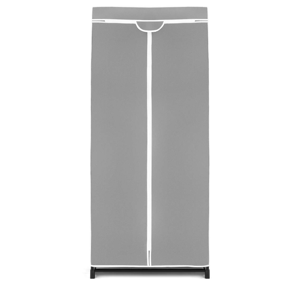 GOPLUS Armario de Tela Plegable con Cremallera, Organizador de Ropa de Textil Tela Portátil, Armario Ropero Pequeño con Barra de Colgar, para Dormitorio, Pasillo, Sala, 170 x 75 x 50 cm (Gris)