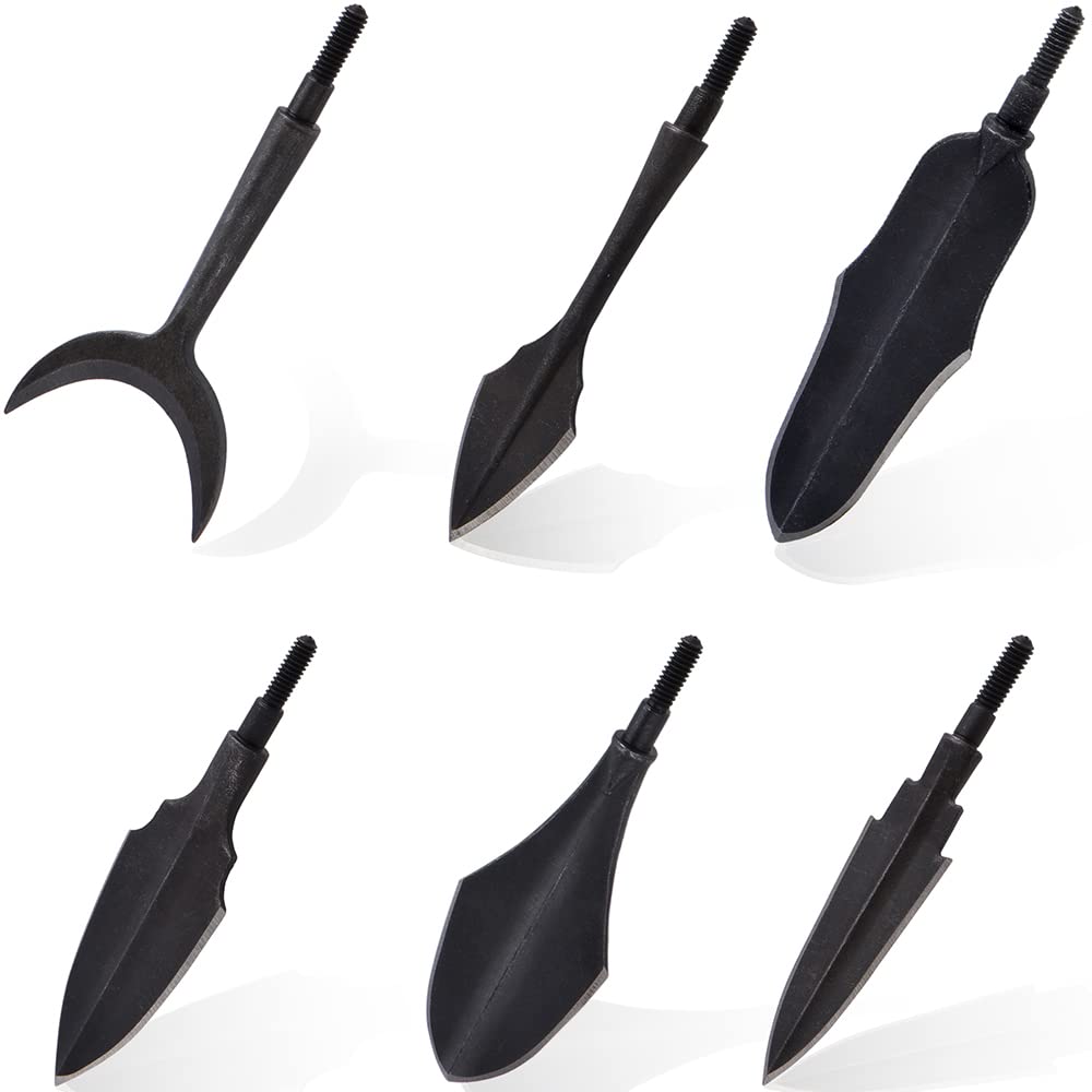 AMEYXGS 6X Frecce Puntes Tradizionali Broadheads Punte di Freccia a Vite Punte di Freccia in Metallo Teste Larghe per Tiro al Bersaglio e Gioco di Tiro