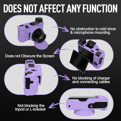 Image of Easy Hood Case for Sony DSC-RX100 IV V VI VII DSLR Camera, Silicone Camera Case Lightweight Soft Carrying Cover with Removable Lens Cover (Purple)