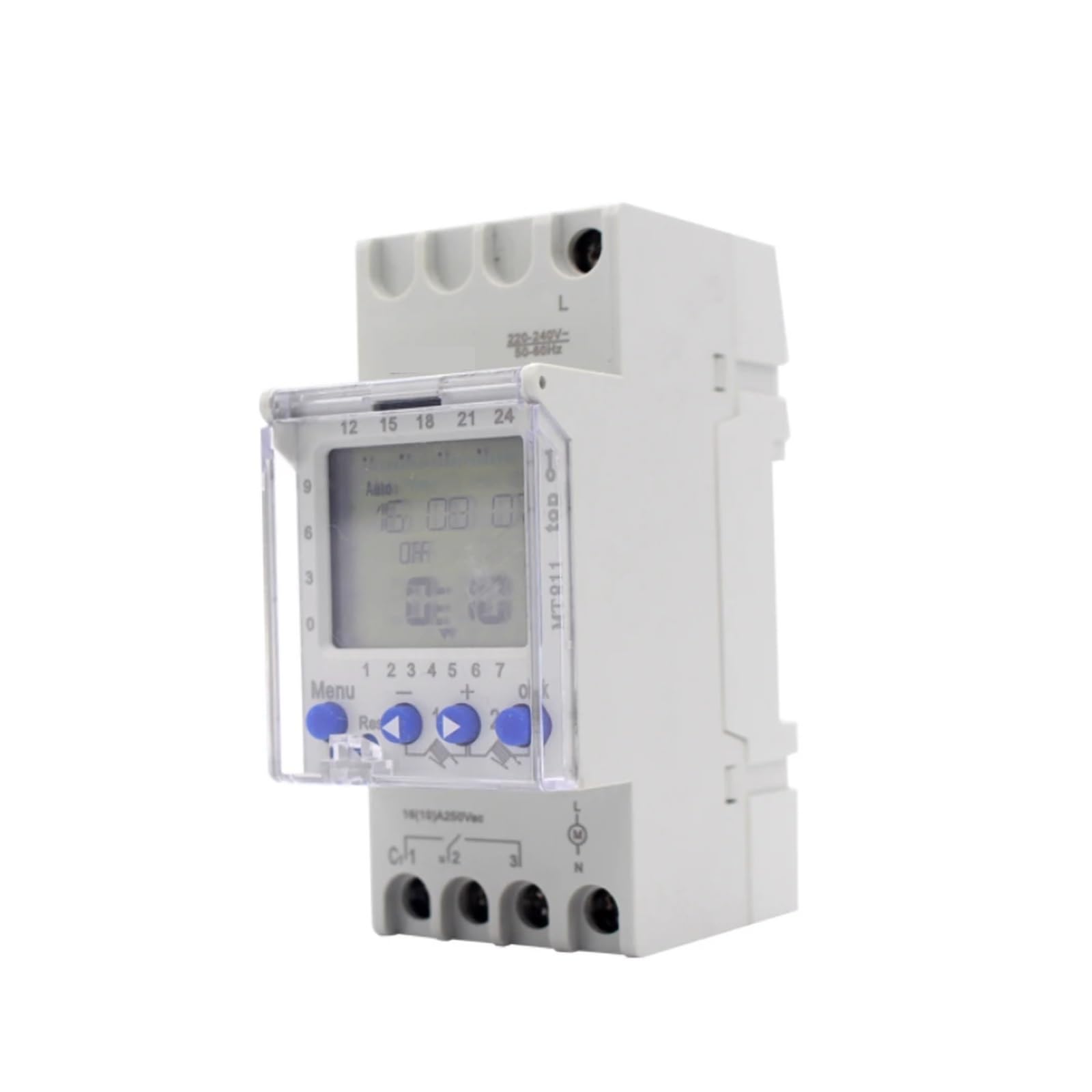 Interruttore Timer Meccanico Regolabile settimanale 24 Ore su Guida DIN LCD 240V 16A
