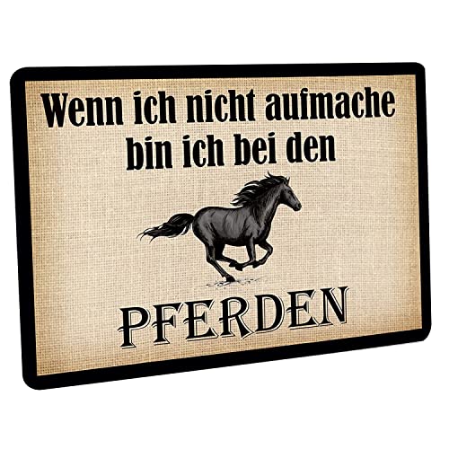 Crealuxe Fussmatte – “ Wenn ich Nicht aufmache Bin ich bei den Pferden “ - 60x40 cm - Gummi...
