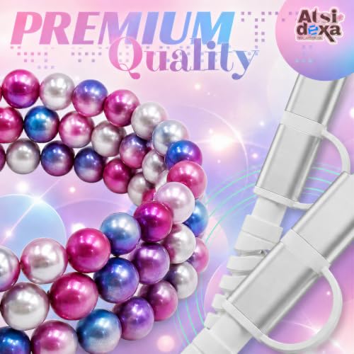 Image of 4-in-1 Beaded Charging Cable, MFi Certified, Works with CarPlay, 3.3FT 60W Fast Charger Cord for iPhone 17 /16 /15 /14 /13 /12 /11, iPad, Samsung, Android and More (Berry Galaxy)