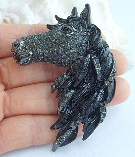 Image of Art Style 2.76 inch Horse Brooch Pin Pendant Rhinestone Crystal BZ6535