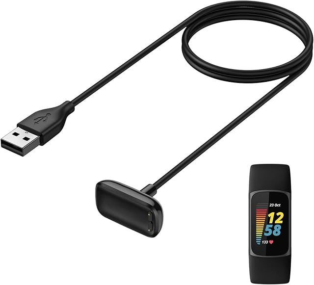 CAVN 1Pack Charger Compatible with Fitbit Charge 5, 3.3ft Replacement USB Charger Cable Portable Charger Charging Dock Compatible with Fitbit Charge 5