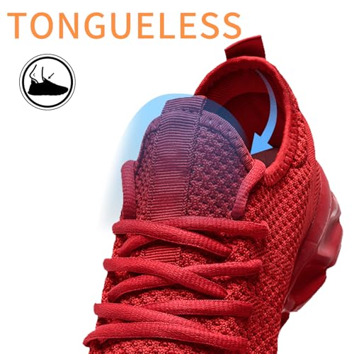 Oltyutc Slip On Tennis Shoes Women Lightweight Gym Running Shoes Fashion Sneakers Walking Shoes Comfortable Work Red 10