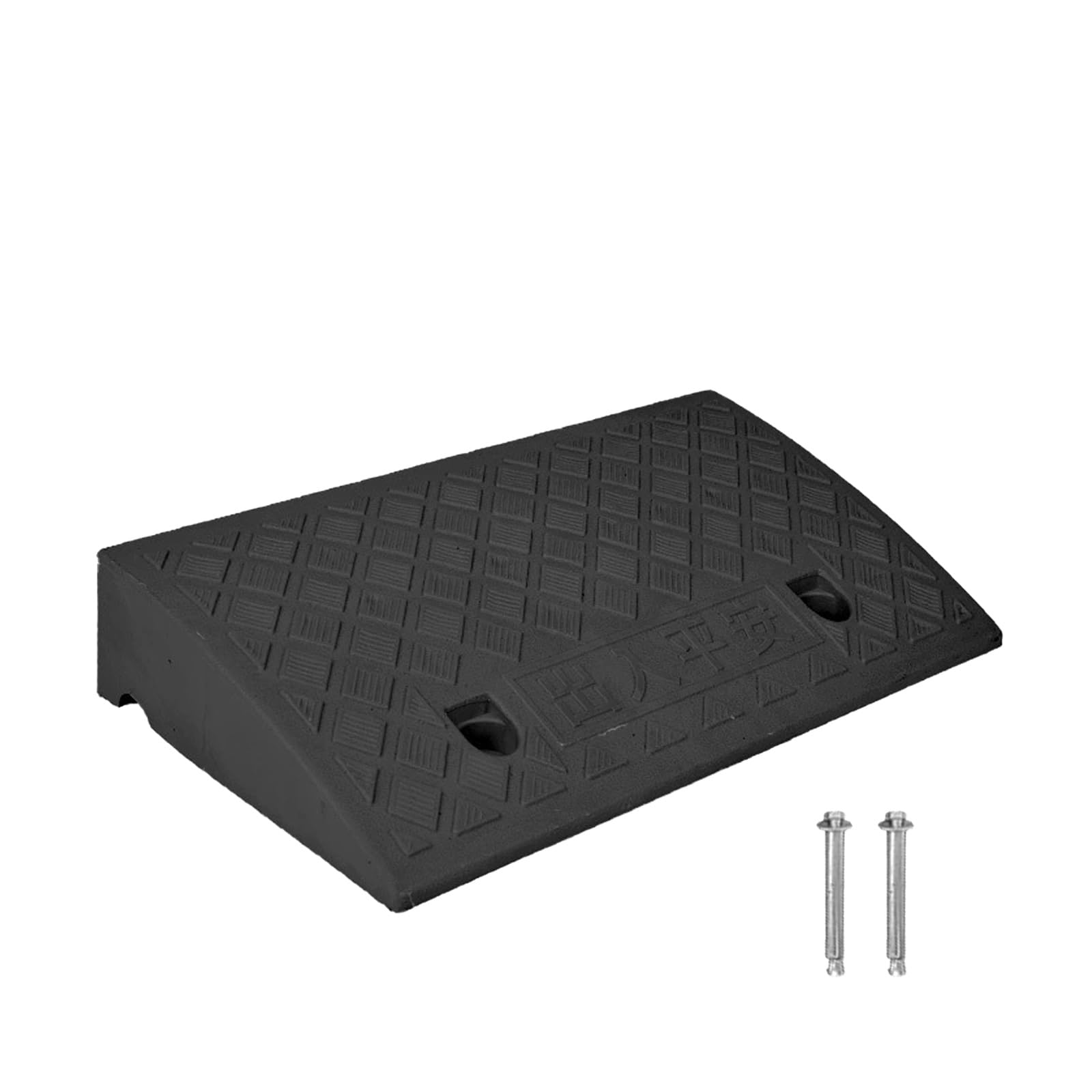 KRXSOBNV Threshold ramp, Non-Slip Plastic Ramps for Sheds with Grid Base & Drain Holes for Entrance Steps, Road(Black,9cm)