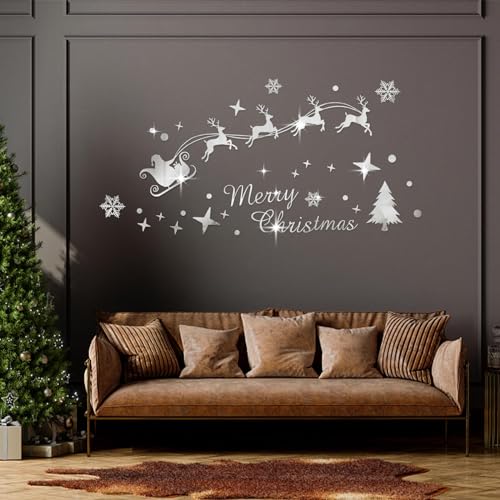 Autocollants de Noël pour mur rigides effet miroir 3D