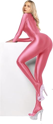 Vista 5 de Traje de baño de una pieza brillante opaco, 200D, traje de baño de alta elasticidad, brillante con cremallera en la espalda, unitardo