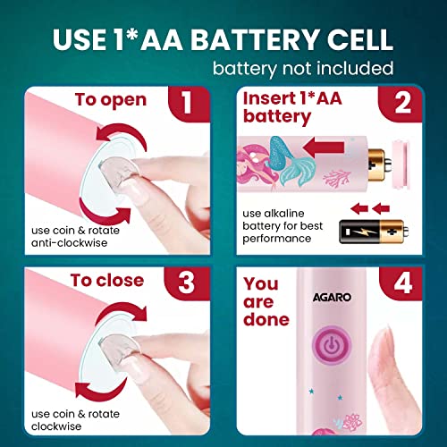 AGARO Rex Dlx Sonic AA Battery Electric Toothbrush For Kids With 6 Brushing Modes, 2 Interchangeable Brush Heads, Soft Nylon Bristles, Power... - Image 6