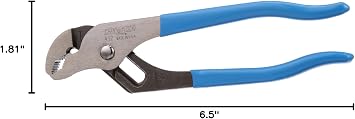 CHANNELLOCK 412 6.5-inch V-Jaw Tongue & Groove Pliers, Made in USA, 0.94-inch Jaw Capacity, Forged High Carbon Steel, More Points of Contact on Round Stock