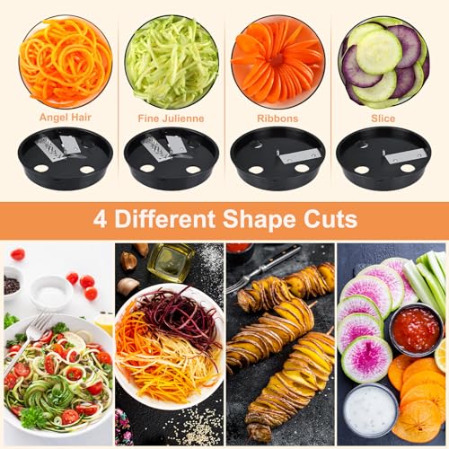 Homtone-4-in-1-Vegetable-Spiralizer-for-Noodles-6-Cup-Electric-Slicer-for-Vegetables-and-Fruit-Making-Zucchini-Spiralizer-Noodle-Ribbons-Slice-and-Julienne-300W-Black