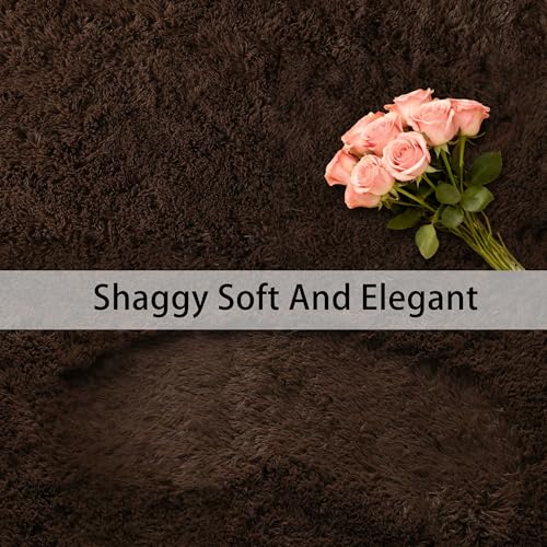 Tapis de salon shaggy élégant brun au fini ultra doux de luxe - 6