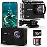 TIMNUT 4K 60FPS Action Cam, 40M Fotocamera Subacquea con scheda SD da 64 GB, 48MP HD WIFI Videocamera con Telecomando,EIS Telecamera Sott'acqua,2x1350mAh Batterie e Accessori di Montagg