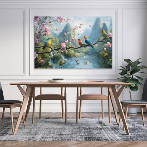 Déco murale oiseaux affiche salon chambre moderne en toile