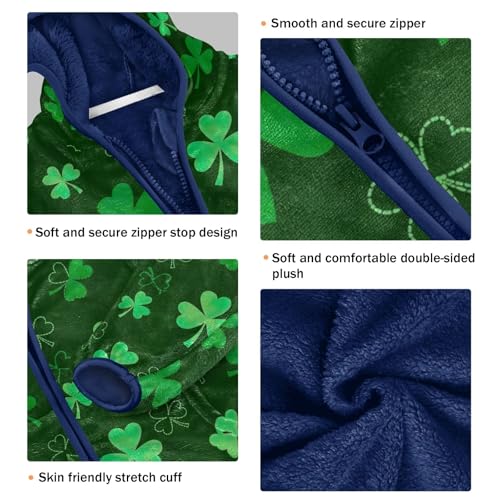 CHIFIGNO Green Shamrocks Toddler Boys Zip up Jacket, Soft Light Fleece Jacket 3T3