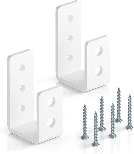 AMZFINE Soportes de barricada de puerta 2x4 Heavy Duty 4 unids Soporte de barra de puerta de seguridad para el hogar Soportes en forma de U blanco