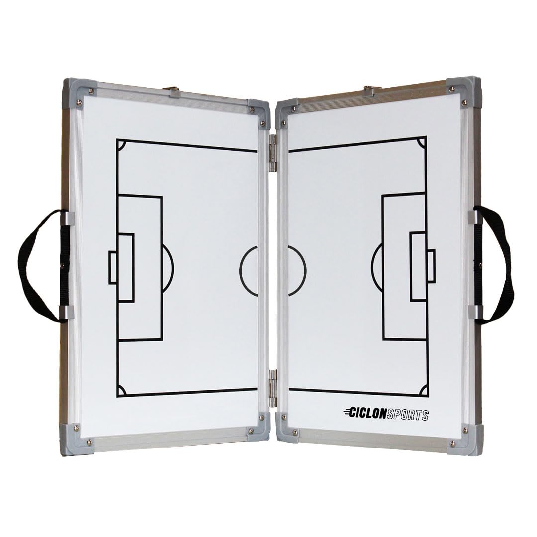 Tavola tattica pieghevole da calcio | Tavola magnetica pieghevole da allenatore di calcio | Dimensioni da aperto 60 x 90 cm | Con borsa per il trasporto, magneti e accessori