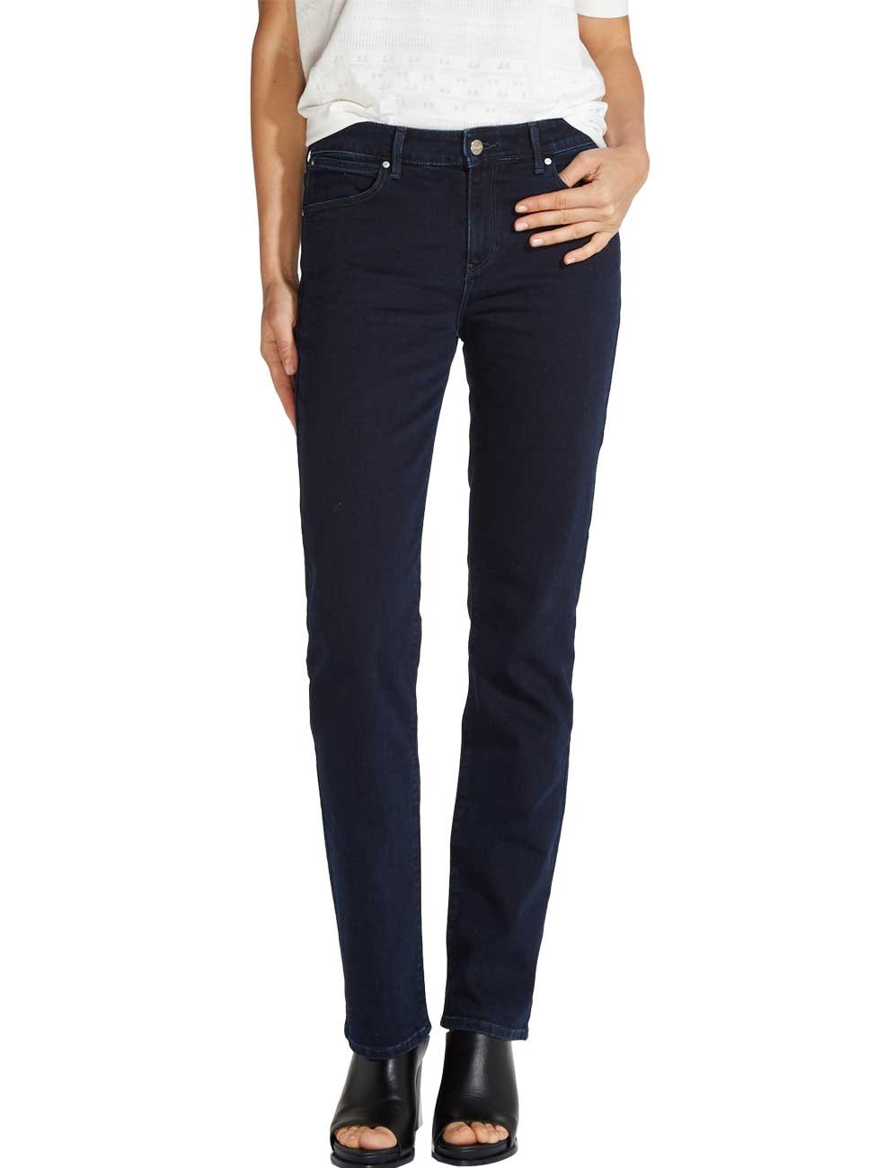 Wrangler Women's Straight Jeans, Blue Black, 28W / 32L