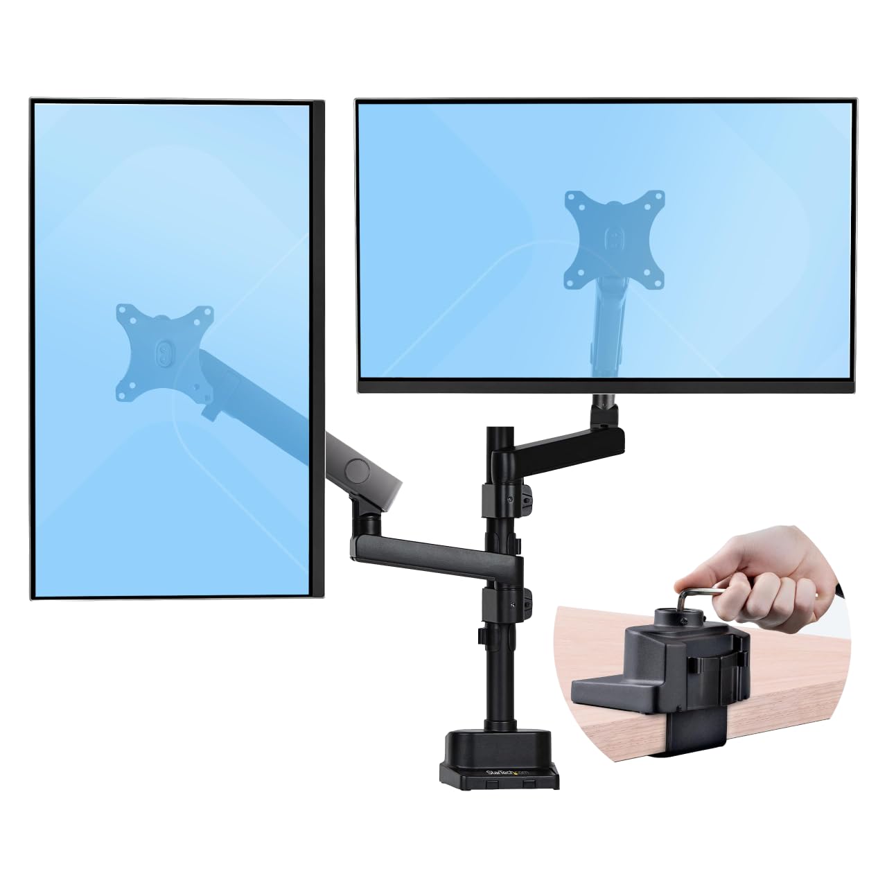 StarTech Desk Mount Dual Monitor Arm up to 32in, 8kg/17.6lb (ARMDUALPIVOT)