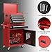 Goplus Rolling Tool Chest, 5-Drawer Tool Box Organizer w/Lockable Wheels & Sliding Drawers & Detachable Top & Adjustable Shelf, Tool Storage Cabinet for Garage Workshop (Red+Black)