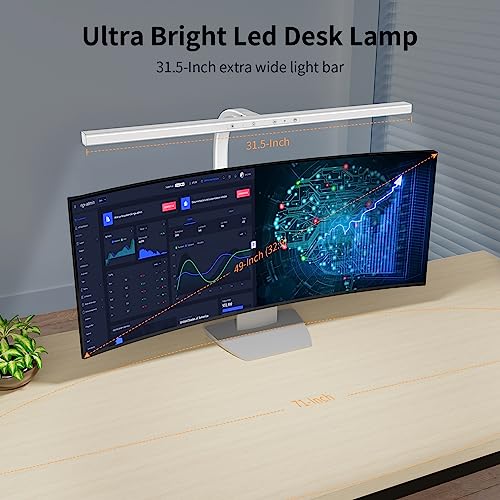 EppieBasic Schreibtischlampe LED Dimmbar,Architekt Schreibtischleuchte klemmbar für Homeoffice,24W Hell Led Workbench Bürobeleuchtung,Augenschutz Monitor Lampe Dimmbar & 6 Farbmodi, Auto-Dimmen