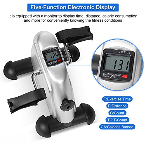 Entraîneur à Pédales, Mini Exercise Bike Léger et Portable Vélo Pédalier Appartement avec Ecran pour la Maison et Le Bureau Adapté aux Personnes Âgées, Gris – Image 3