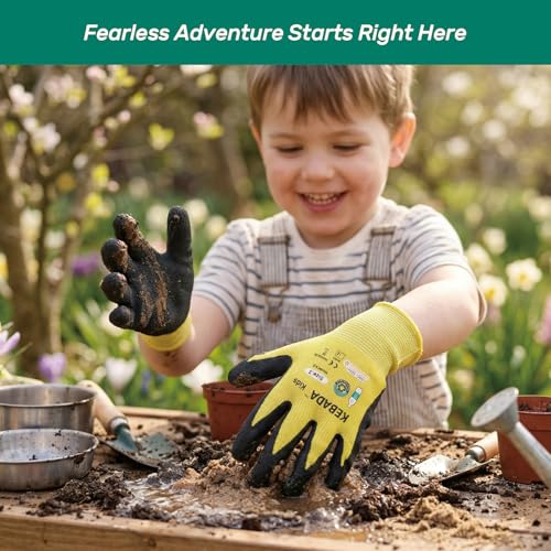 Image of Kebada Toddler Gardening Gloves, Latex Coated, Ages 3-5, 3 Pairs