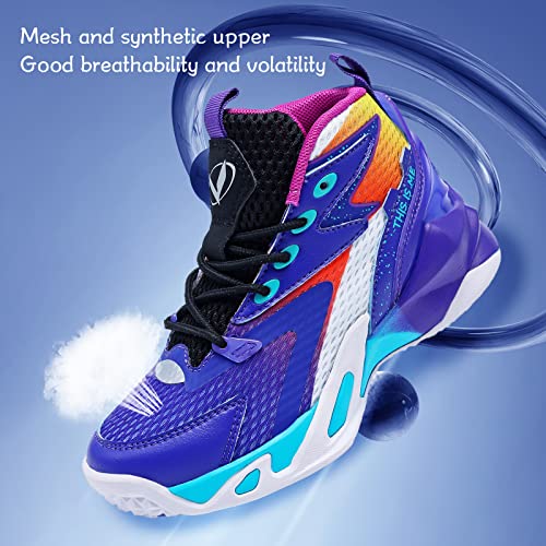 Image of VITUOFLY Kids Basketball Shoes Boys Sneakers Girls Mid-top Sports Shoes | Ankle protection, Non-slip TPR outsole, Cushioned shock-absorbing EVA midsole, Indoor outdoor sports for little & big kids