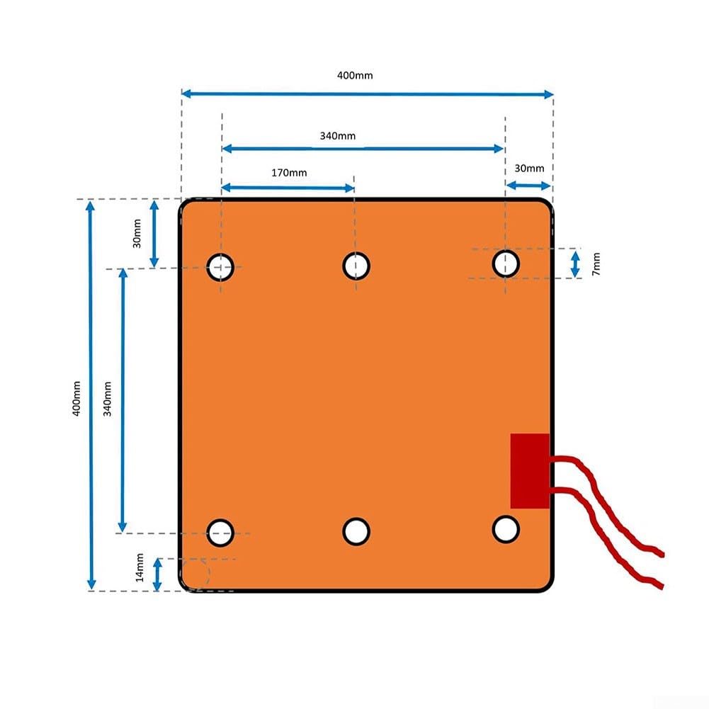 Accesorios de impresión 3D, almohadilla térmica de cama caliente de silicona con impresión 3D compatible con calentador de silicona para Tronxy X5S 400 Printe Heat 400x400MM 1400w(110v)