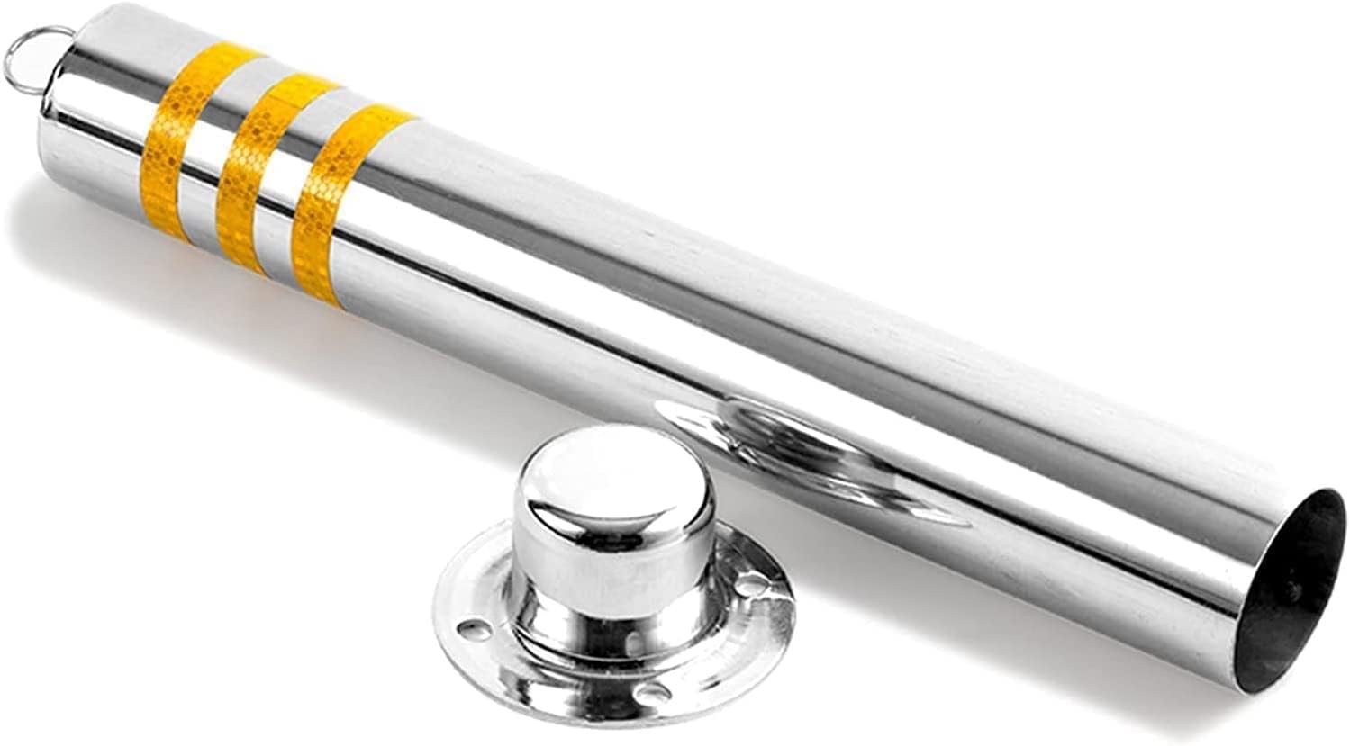 Parking Post Bollards Stainless Steel Parking Barrier With Reflective Strips，Bollard Post, Safety Bollard, Construction Safety Bollard (Color : Silver, Size : 800x76mm/31.5x3in)