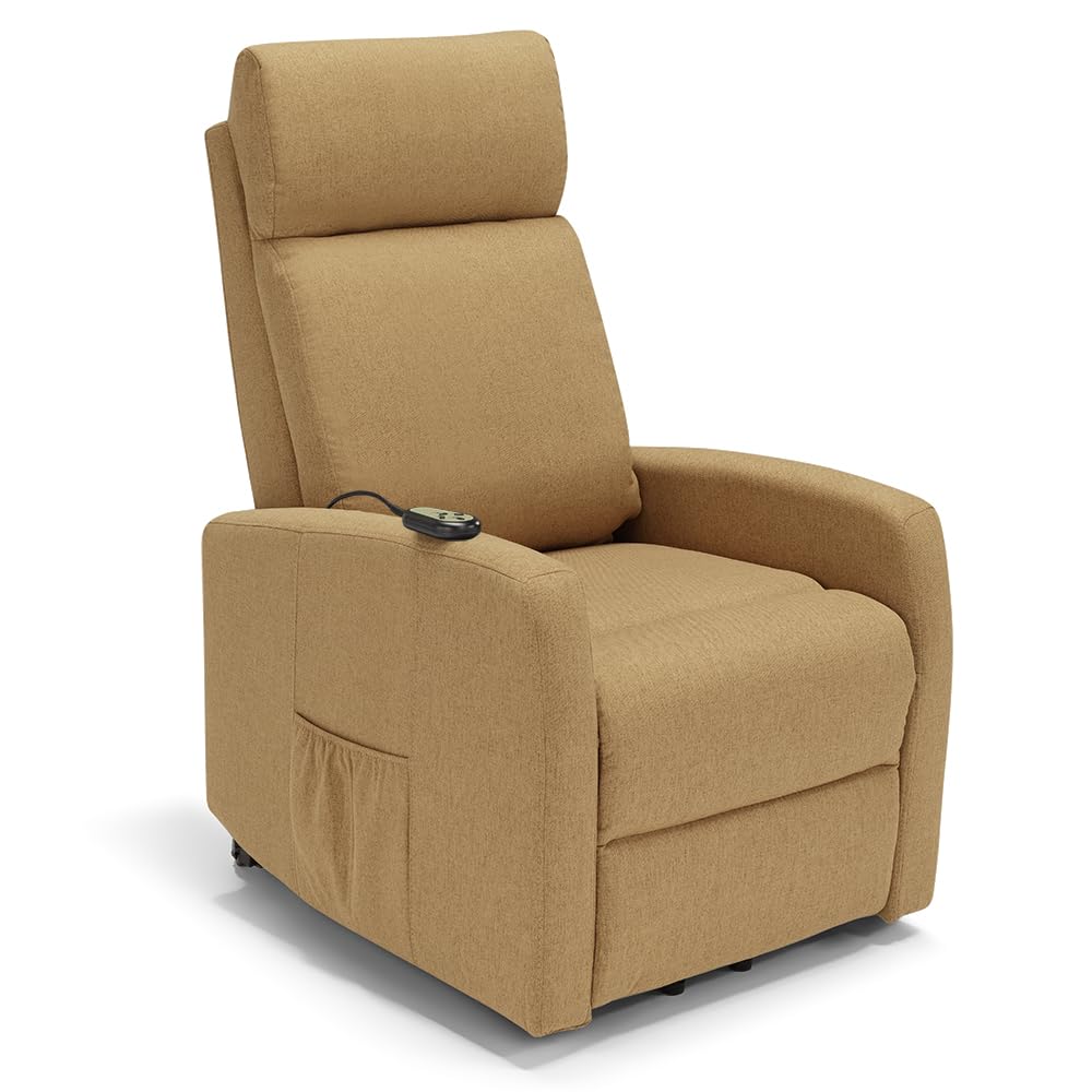 REDÒKASA Poltrona relax elettrica Seattle Plus per anziani, 1 o 2 motori, 2 o 4 ruote, Kit Optional Batteria, dimensioni contenute, tessuto antimacchia (2 Motori e 4 Ruote + Batteri, Ambra)