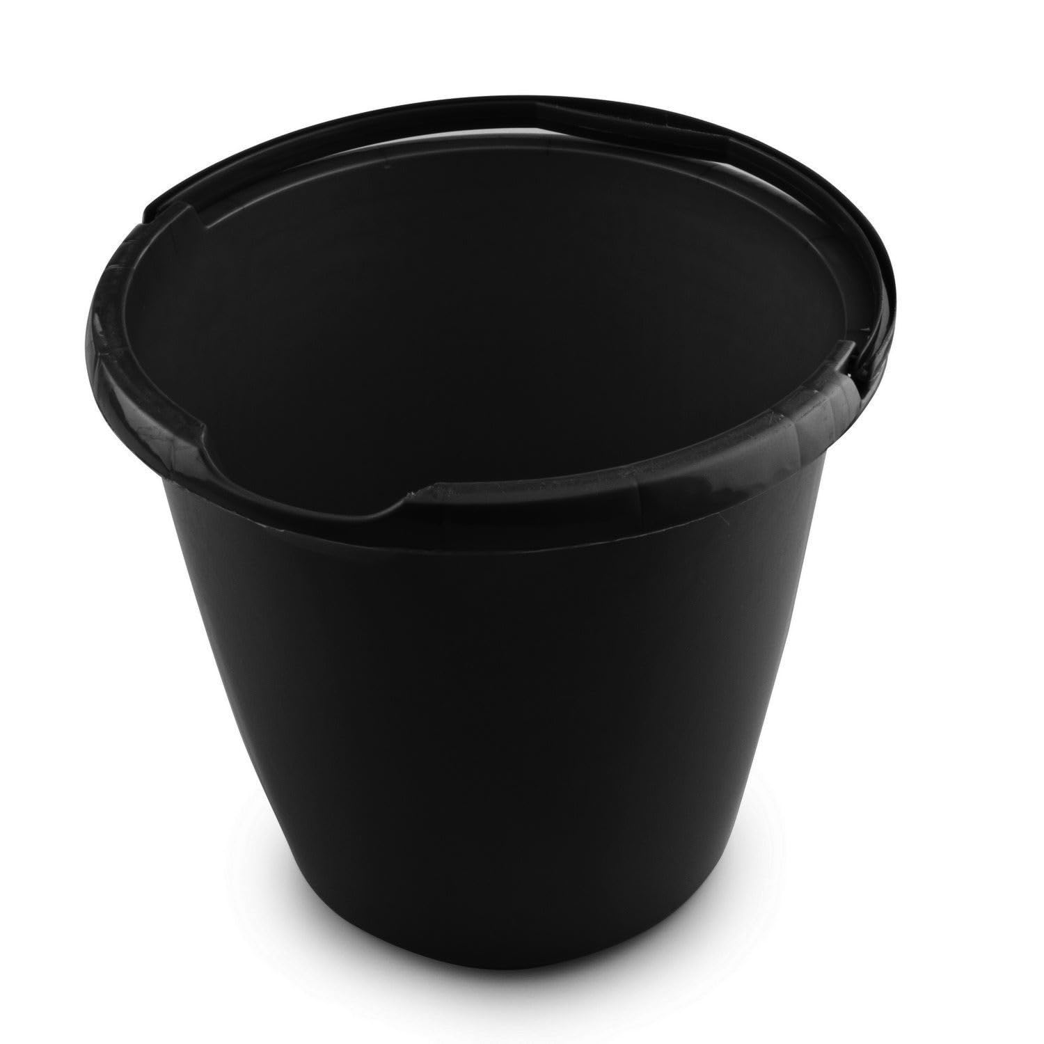 Handy Builders Buckets Heavy Duty Black Bucket With Handle & Pouring Spot 10L Bath Bucket Flexi for Home Laundry Garden General Purpose