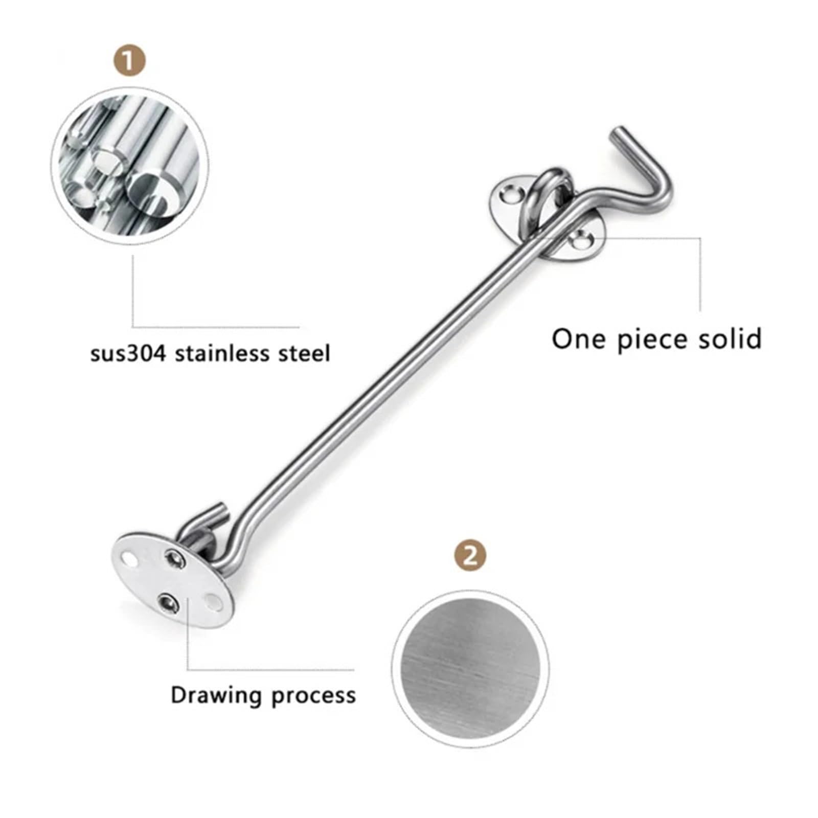 Chiusura a Scatto, Serratura a Occhiello for Gancio for Porta della Cabina 5 Pezzi, Argento Nero, 3-4 Pollici con Interruttore di Sicurezza e Viti(Silver,4 inch)