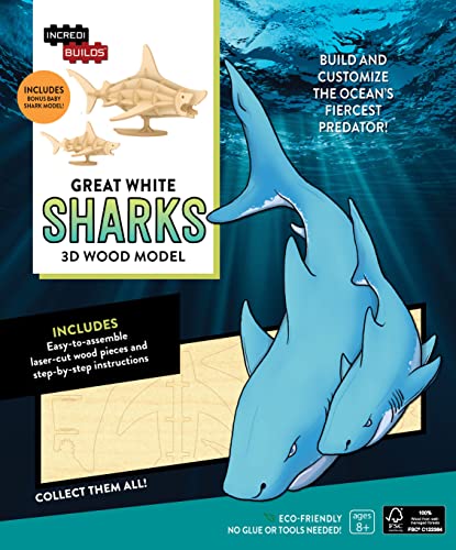 IncrediBuilds: Great White Sharks 3D Wood Model