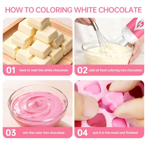 Image of Pink Oil Based Food Coloring for Chocolate - Herbeklab 100ml Professional Concentrated Oil Food Dye for Candy Melts, Chocolate, Cake Pops, Strawberries & Baking