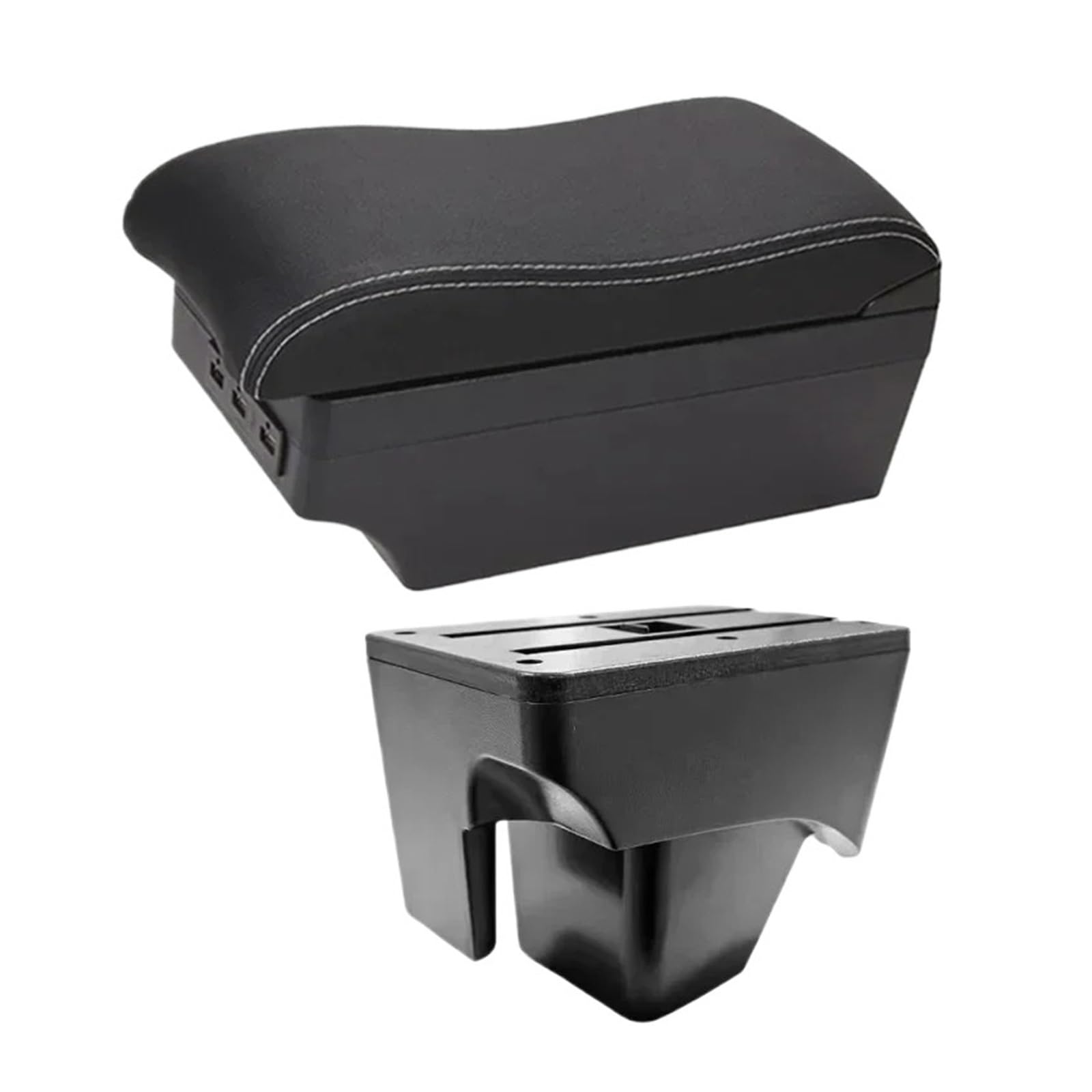 UMDJJU For VW For TERA 2025 Leather Arm Rest Center Car Armrest Interior Modification Box Console Storage USB Car Centre Console Armrest Box(E2 White Line)