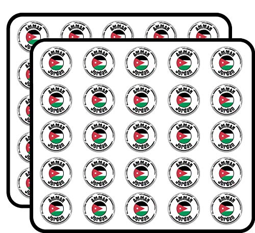 Amman Jordan Flag Stamp Decorative Scrapbooking Sticker Waterproof Vinyl Stickers for Water Bottle, Laptop & Phone Case โ 50 Pack