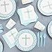 Juvale Baptism Decorations Tableware Set - 144-Piece, Blue & White, Serves 24 Guests - Disposable Paper Plates, Cups, Napkins & Cutlery - Baby Boy Baptism, Christening & First Communion Party Supplies