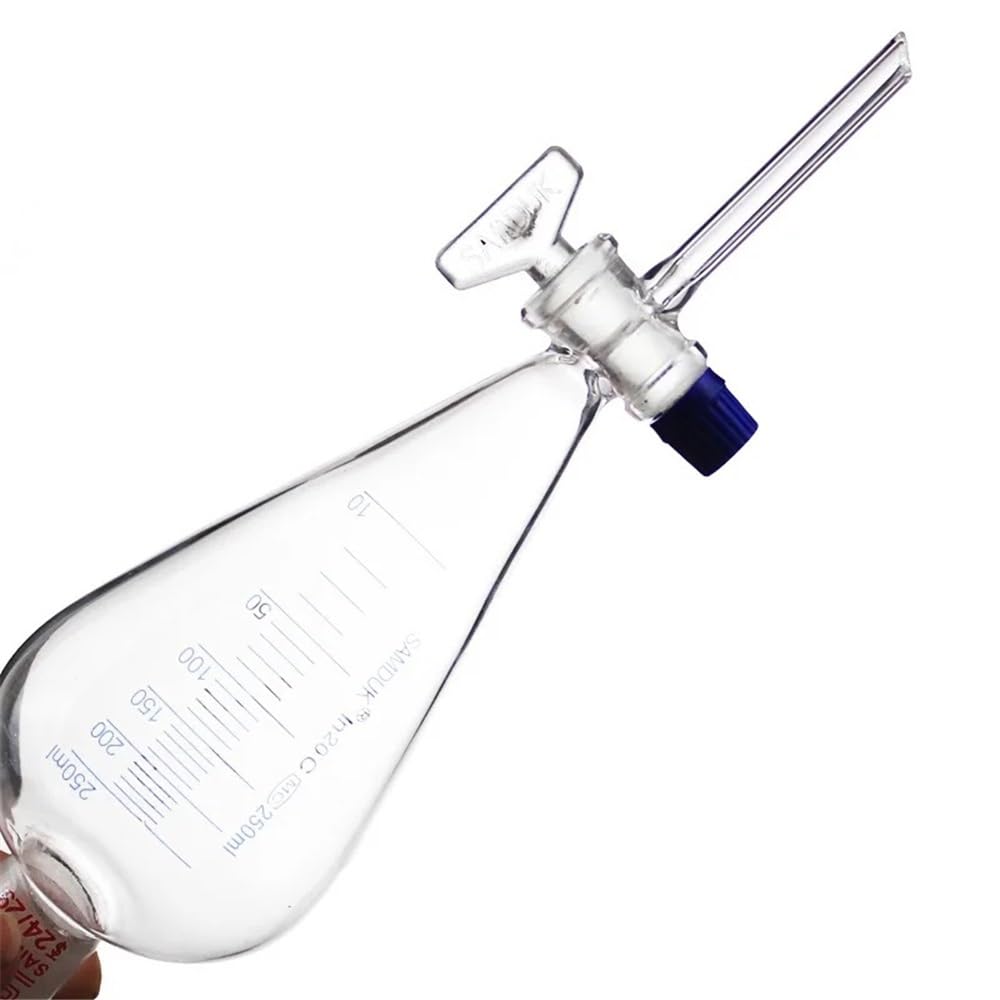 Cristalería de Laboratorio Embudo de decantación de 500 ml con tapón de vidrio esmerilado graduado, equipo de laboratorio