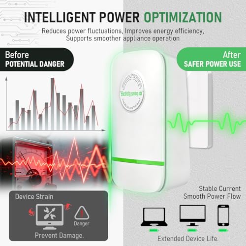 2pc Electricity Saving Box Energy Saving Device Smart Save Plug Power Saver Voltage Optimization Surge Protection Thermoregulation Outlet Home Office Compact Plug and Play Energy Efficiency - Image 4