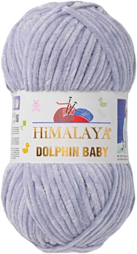 Himalaya Dolphin Baby Yarn Each Skein 100gr 120m Super Bulky Yarn for Knitting&Crocheting Ideal for Cardigans Shawls Blankets Hats and Home Textiles (1, 80351 Pastel Blue Grey)