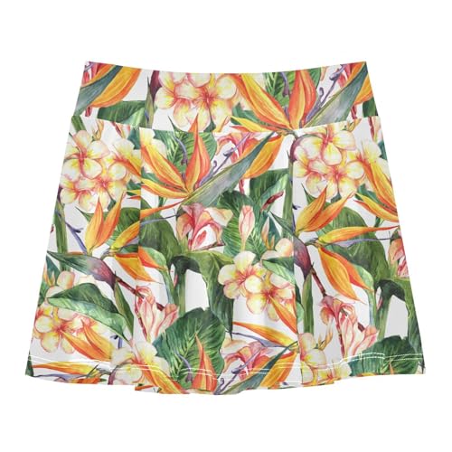 Aflyko Tropical Girls' Skorts 2-in-1 Tennis Skirts with Built-in Shorts, 3-4T
