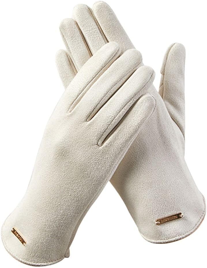 Touch Screen Winter Gloves for Women - Suede Velvet Thermal Driving & Ski Gloves with Windproof Warmth