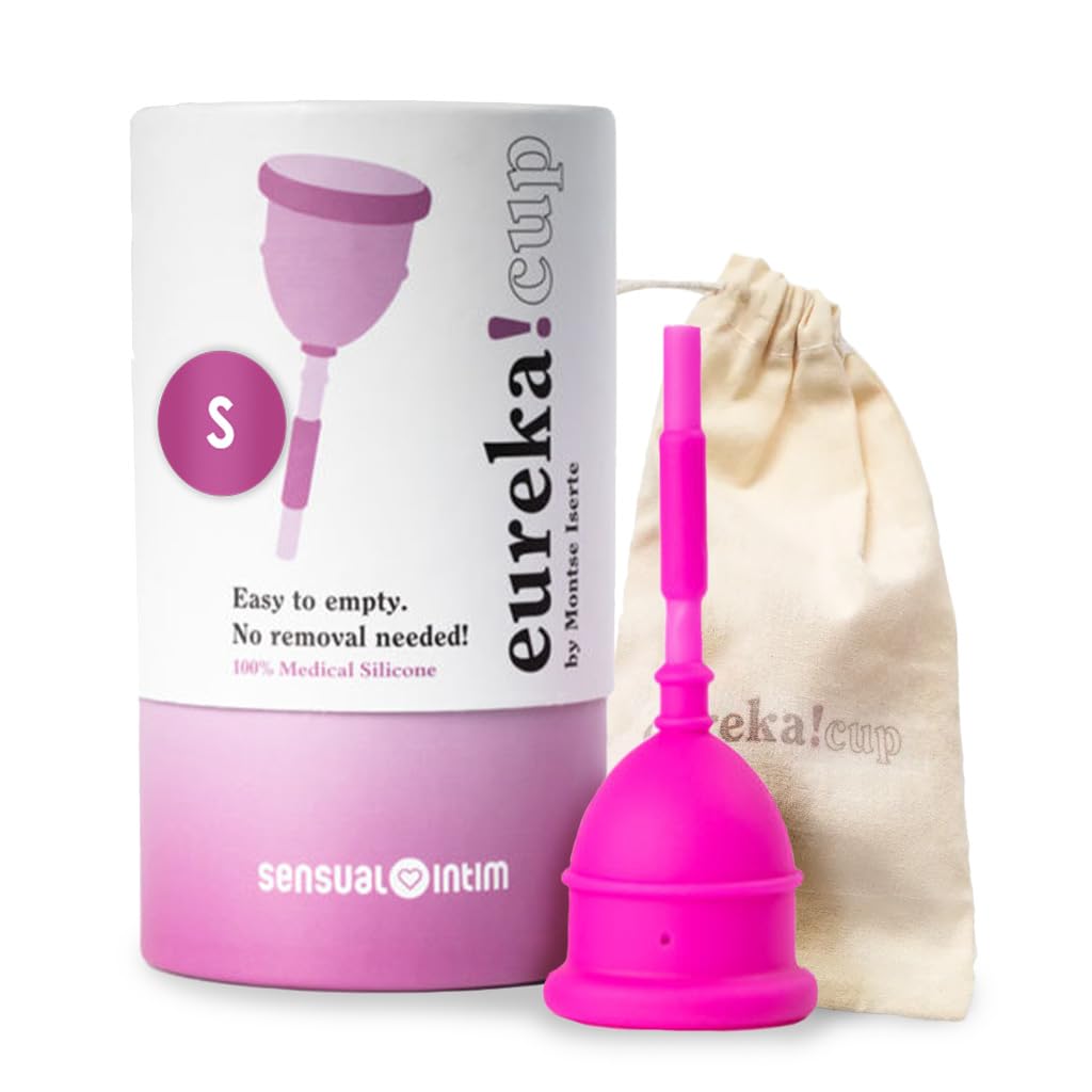 EUREKA! Cup | Coppetta Mestruale | Realizzato con Silicone Medico al 100% | L'unica Coppetta Mestruale Svuotabile Senza Rimuoverla | Riutilizzabile e Facile da Pulire (S)