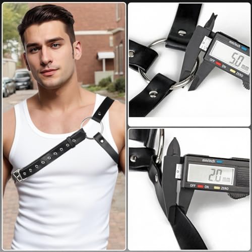 Men's Shoulder Harness Belt, Adjustable Body Chest Harness for Men, PU Leather Male Punk Chest Belt Muscle Show Fashion Costumes for Cosplay Party3