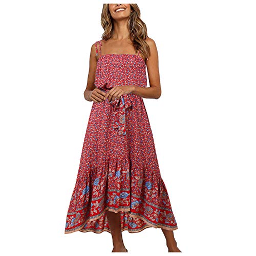 Vestido de Mujer, Dragon868 2020 Verano de Las Mujeres de Gasa sin Mangas Florales Backless Casual Playa Bohemio Vestido Largo (M, Rosa)