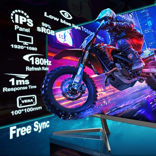 Image of Gaming Monitor, 27 Inch 180Hz 1ms, FHD 1080P, IPS Computer Gaming Monitor, 1000:1, 99% sRGB, FPS /RTS, MPRT 1Ms|FreeSync|HDR|Low Blue Light|HDMI DP| VESA Support, HDMI Cable Included