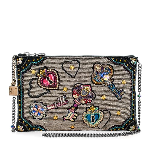 Image of Mary Frances Unlocked Magic BeadedKeys & Heart Locks Mini Crossbody Clutch Handbag, Multi