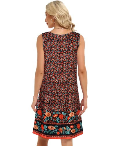 Image of elescat Womens Summer Dresses Casual V Neck Sleeveless Pockets Beach Loose Tank Sundress 2026