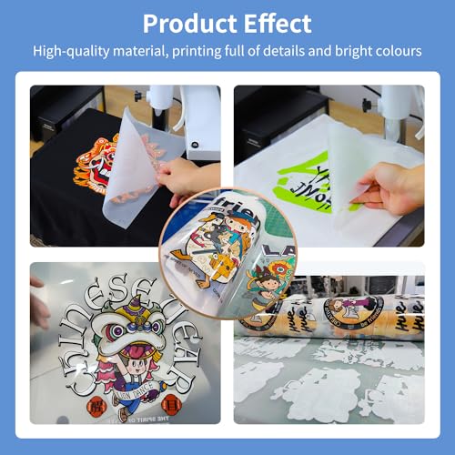 Image of DTF Transfer Film Roll 11.8 inch x 328ft,Double Sided Glossy Clear PreTreat PET Heat Transfer Paper, Cold and Hot Peel, Direct to Film for T-Shirts Textile